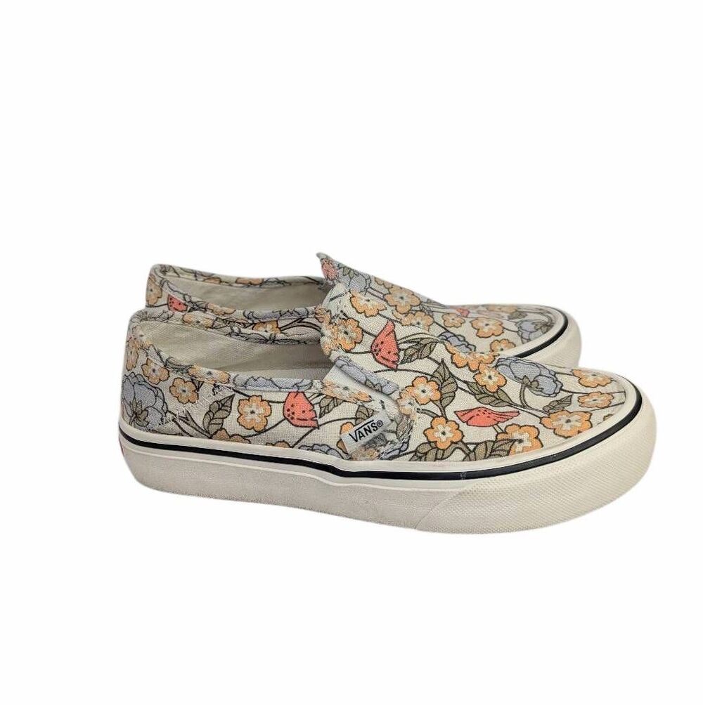 Vans Eco Cush Cream Multicolor floral slip on sneaker womens 6